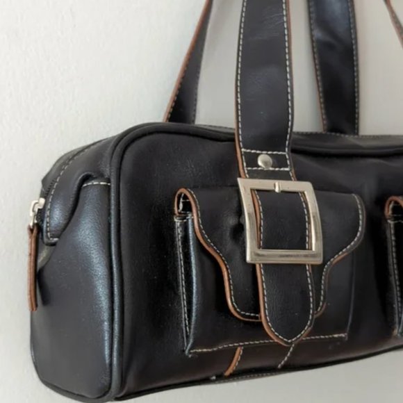 Y2K black leather shoulder bag by Spring - Picture 2 of 5